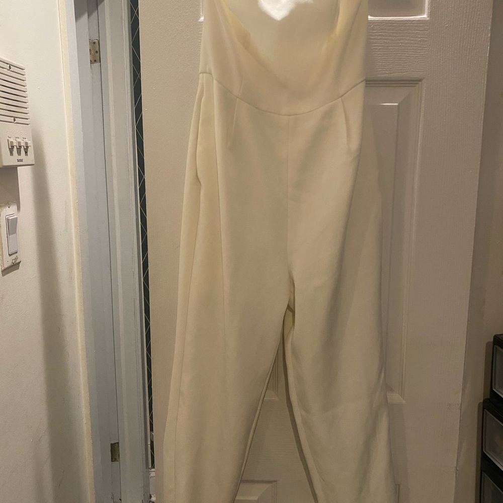 Express Strapless White Jumpsuit